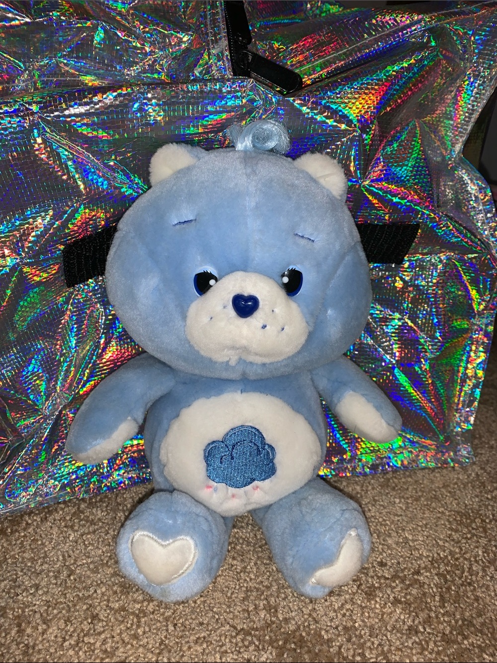 Care Bears Light Blue Plush Bear with Cloud Belly Badge